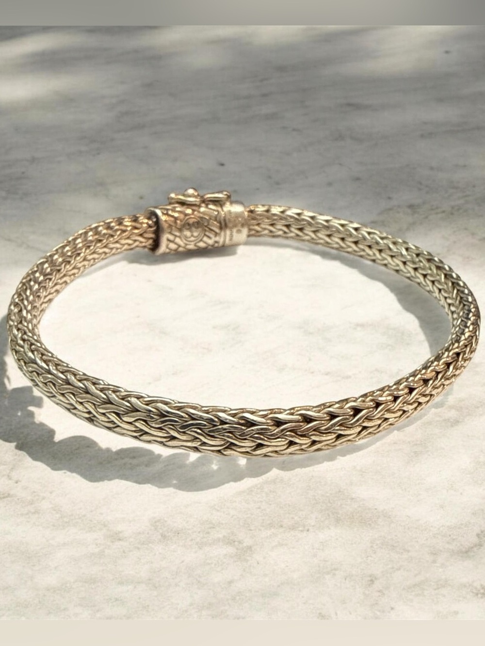 Vintage Indonesian Sterling Silver Braided Rope Bracelet Size 9